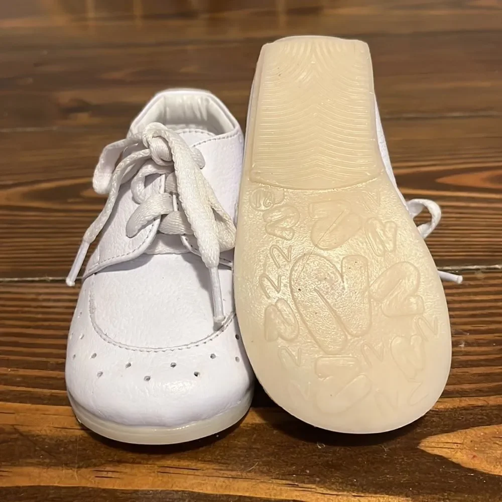 Simmon White Leather Baby Shoes Size 21-5 Made in Columbia